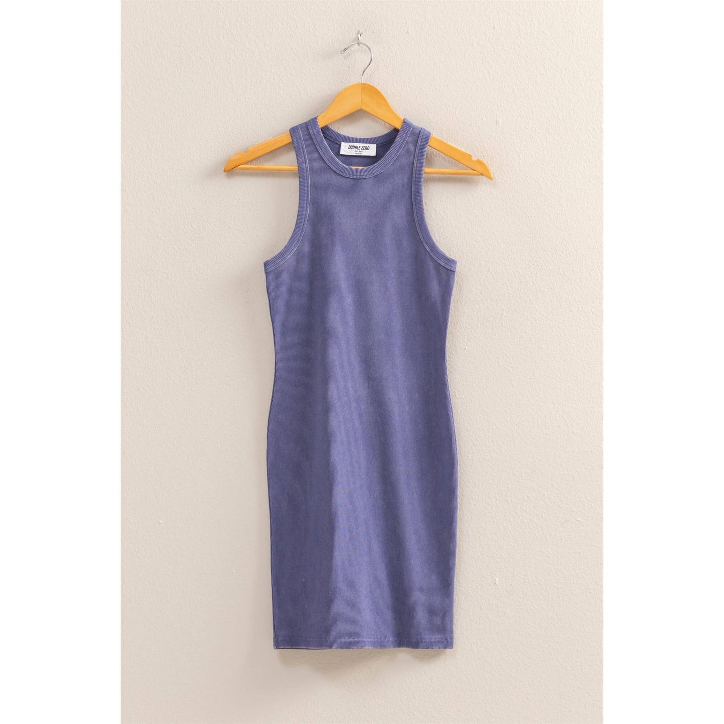 DZ25E297-Acid Washed Ribbed Mini Dress