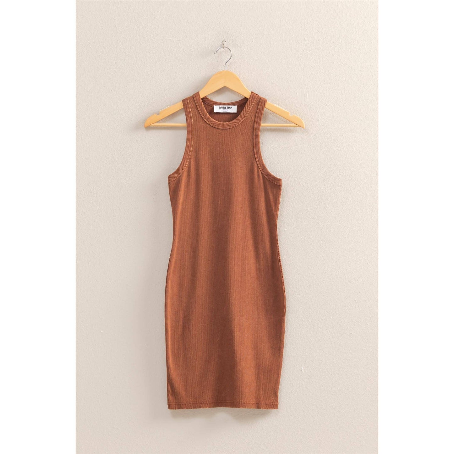 DZ25E297-Acid Washed Ribbed Mini Dress