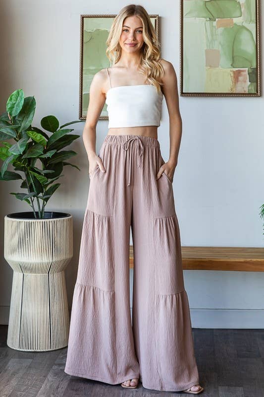 EP6840-10 OVER WIDE LEG SOLID PANTS: DUSTY SAGE / 2-2-2 (S-M-L)