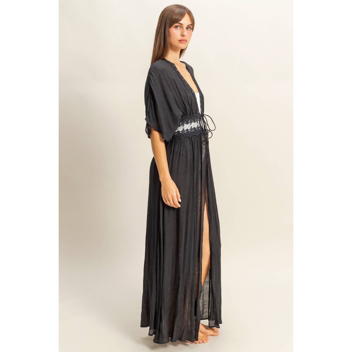 On My Own Black Lace Duster