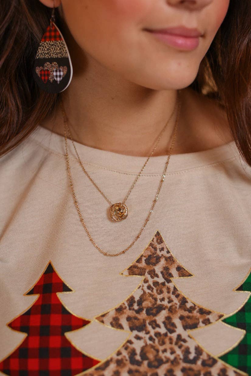 GALA EVENING GOLD CRYSTAL PENDANT GOLD LAYERED NECKLACE