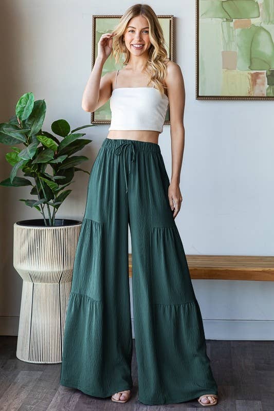 EP6840-10 OVER WIDE LEG SOLID PANTS: DUSTY SAGE / 2-2-2 (S-M-L)