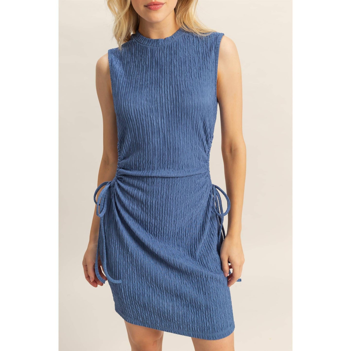 Ruched Cutout Mini Sleeveless Dress