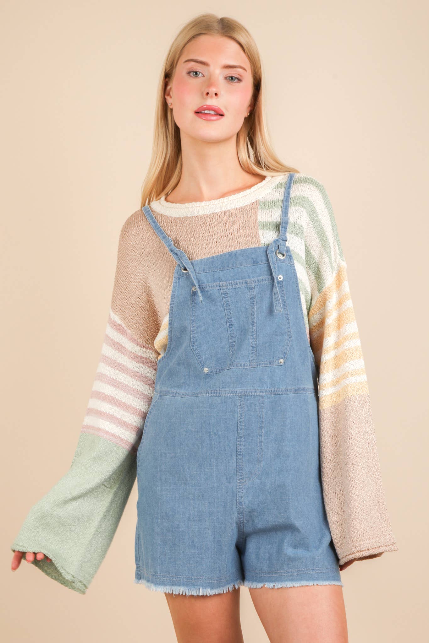 Mineral Washed Denim Casual Romper