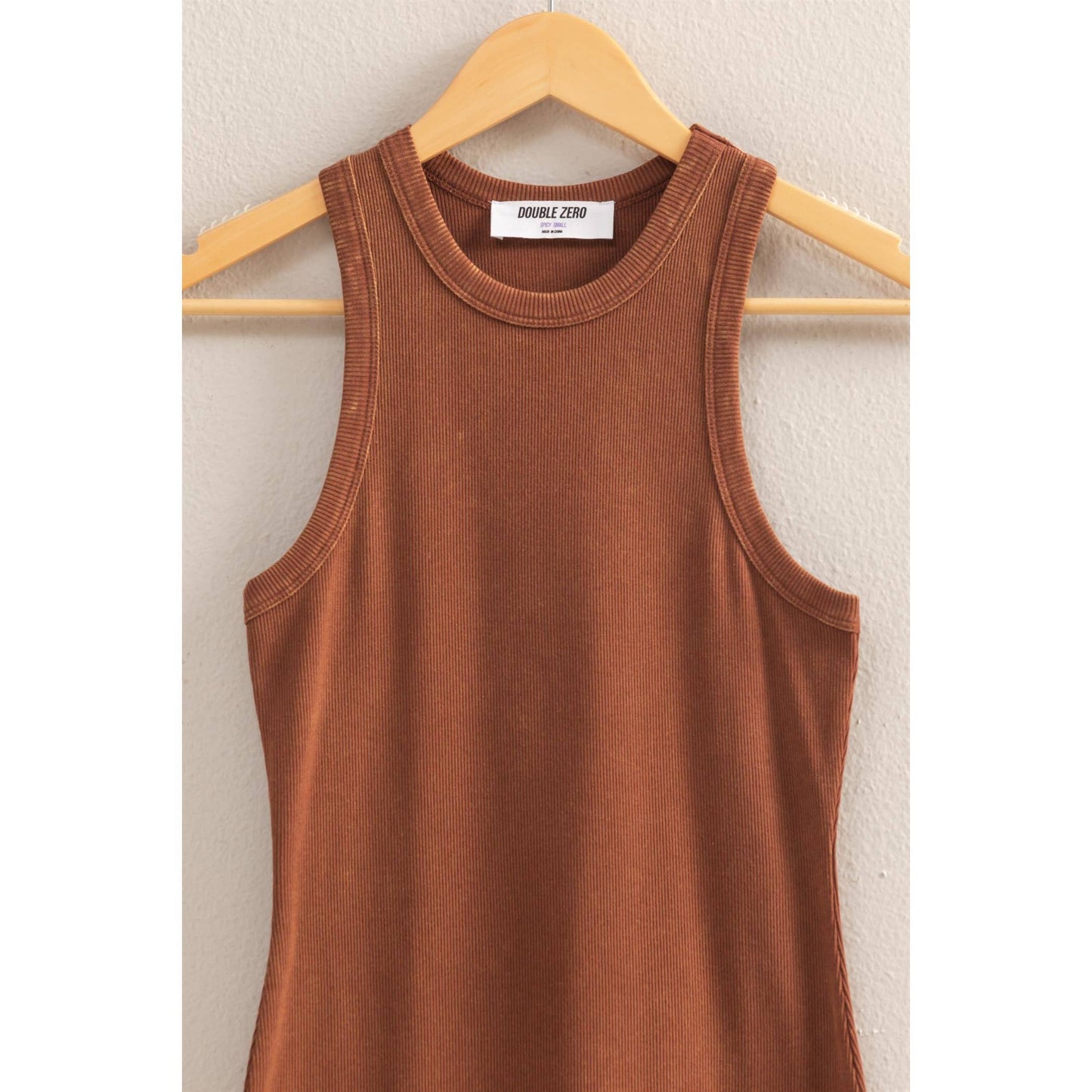 DZ25E297-Acid Washed Ribbed Mini Dress
