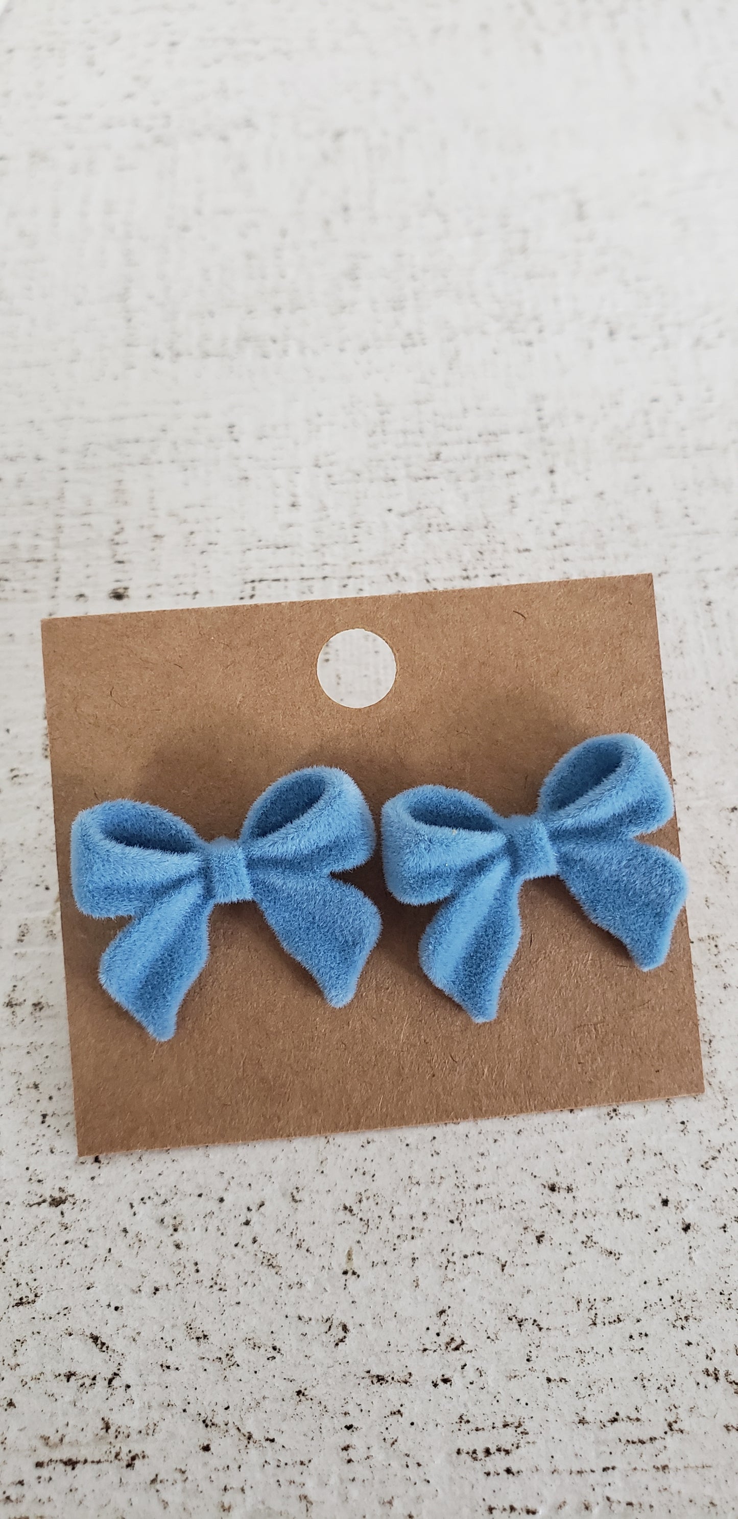 Blue Velvet Bow Earrings