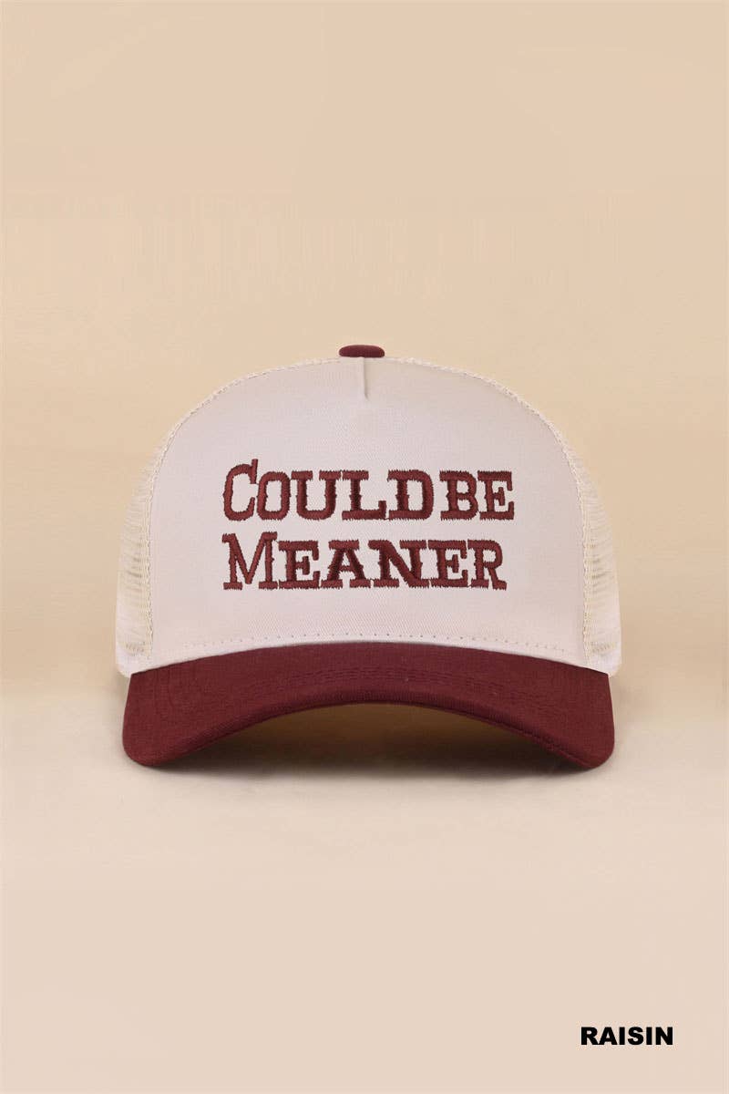 Could Be Meaner Two Tone Mesh Snapback Hat  Zenana Consgt.