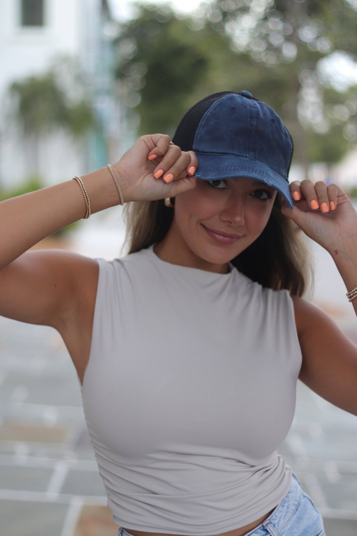 High Ponytail Navy Hat