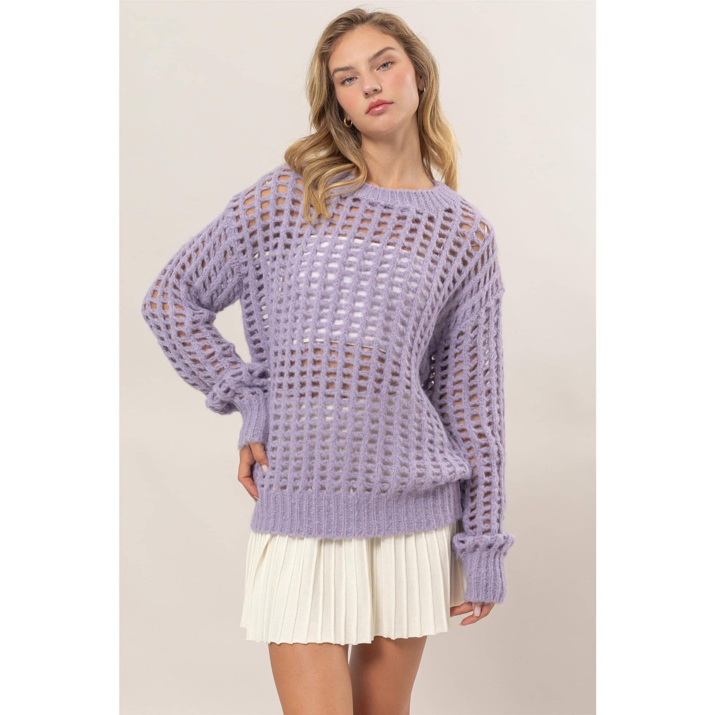 Open Stitch Long Sleeve Sweater