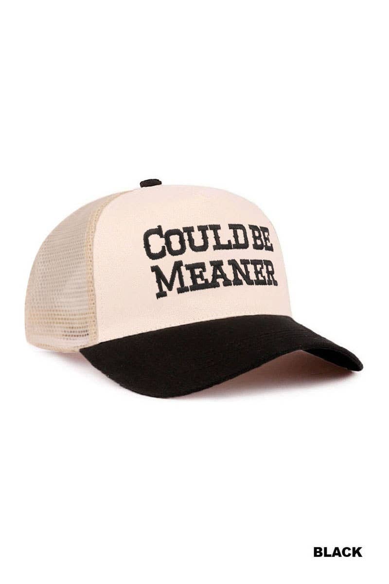 Could Be Meaner Two Tone Mesh Snapback Hat  Zenana Consgt.