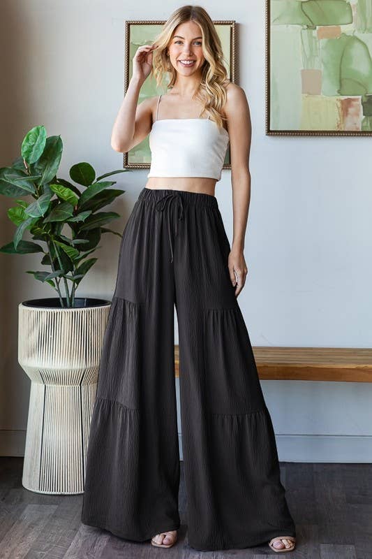 EP6840-10 OVER WIDE LEG SOLID PANTS: BLACK / 2-2-2 (1X-2X-3X)