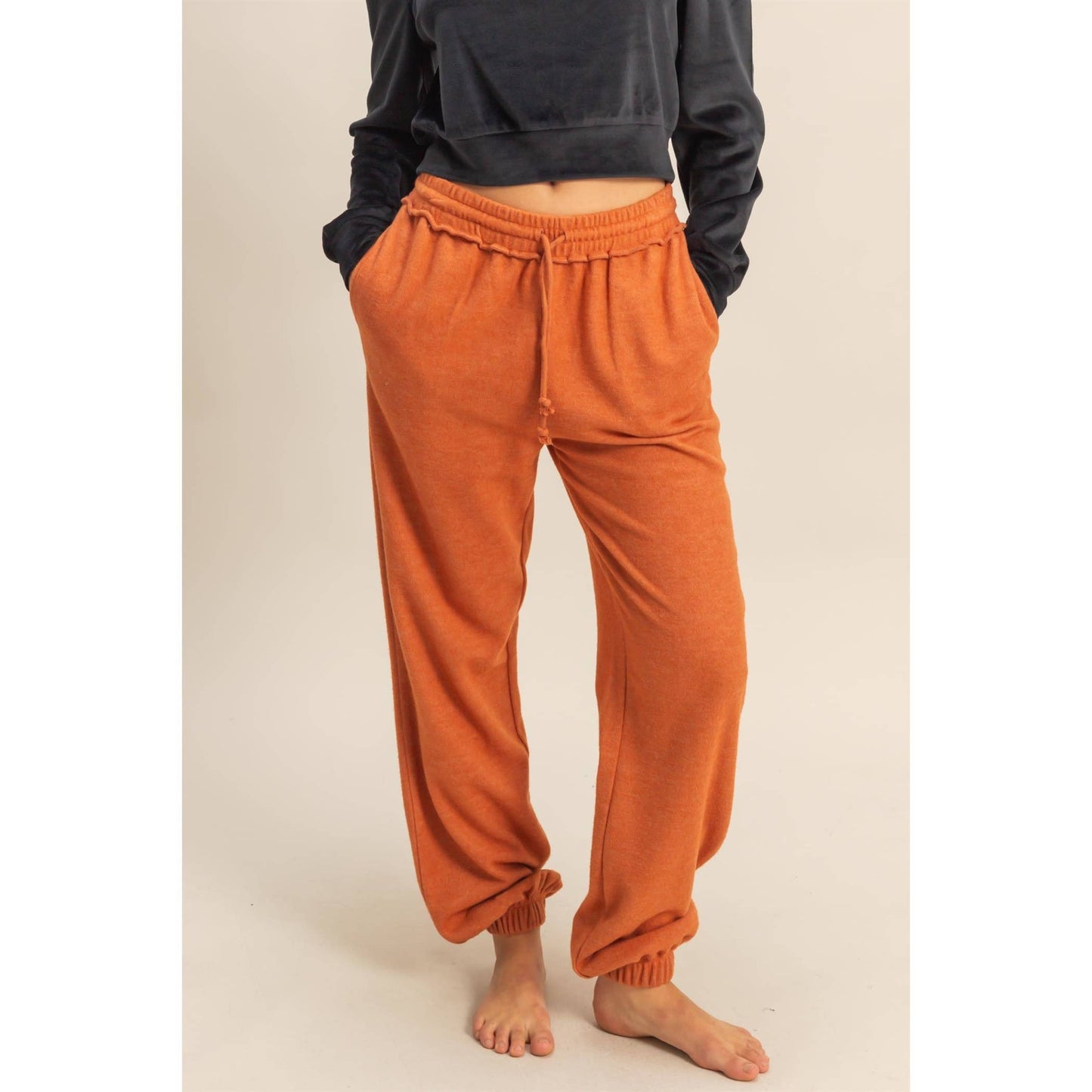Reverse Seam High-Waisted Jogger Pants