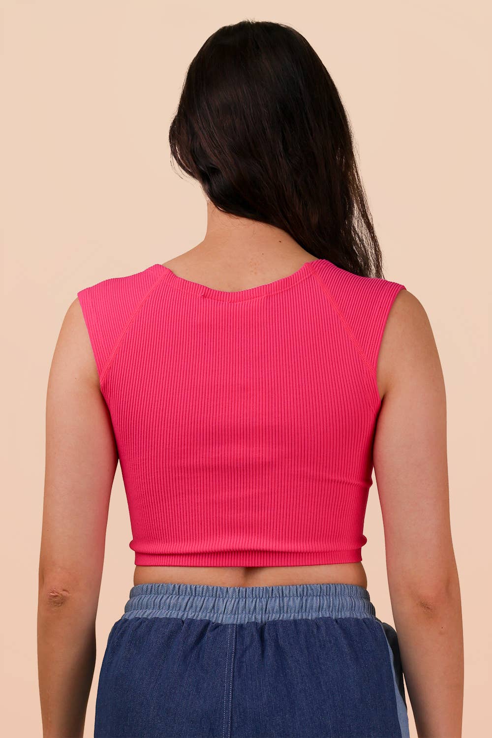 Hot Pink Sweetheart Neckline Fitted Crop Top