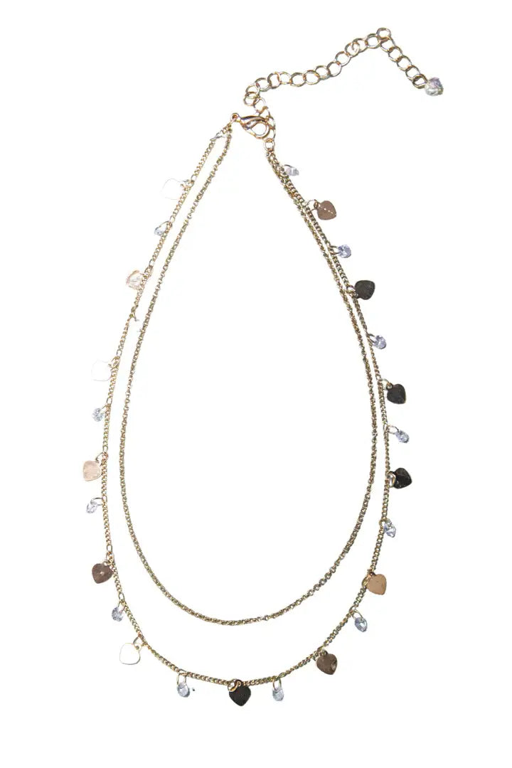 Keeper Of The Heart Double Chain Gold Necklace