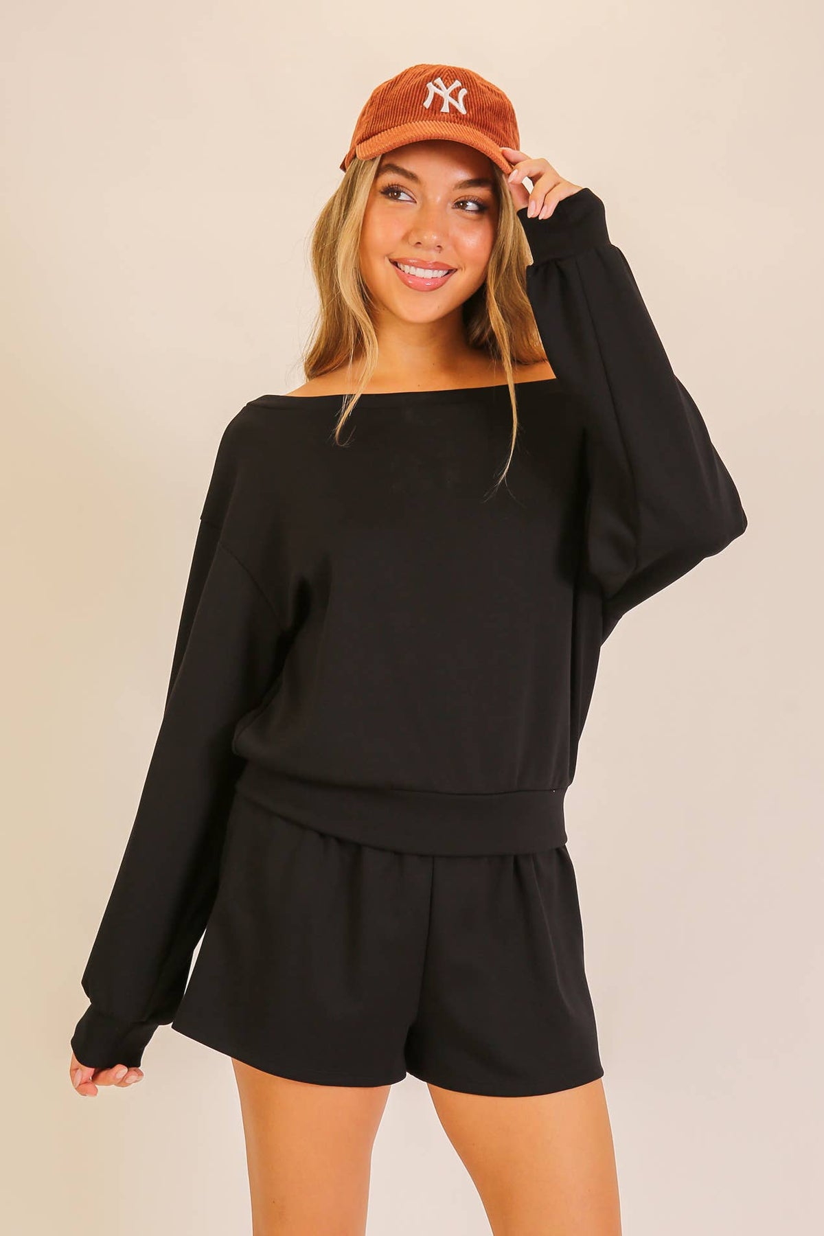 Off-Shoulder Lounge Short Set