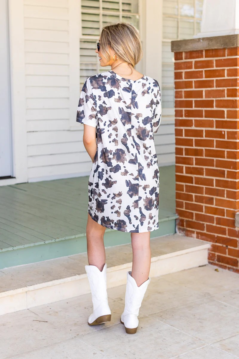 Cow Print T-Shirt Dress