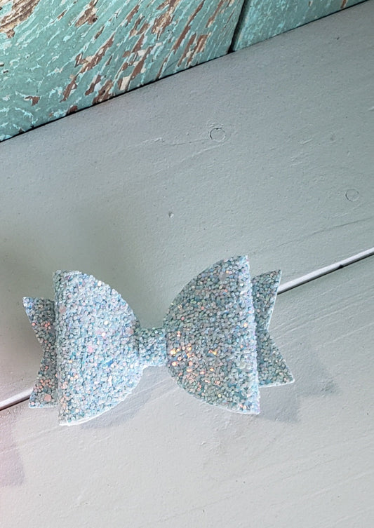 Blue Iridescent Glitter Double Hair Bow