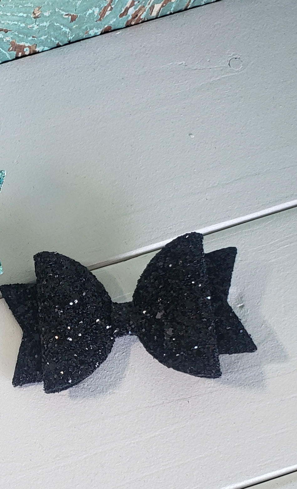 Black Glitter Double Hair Bow