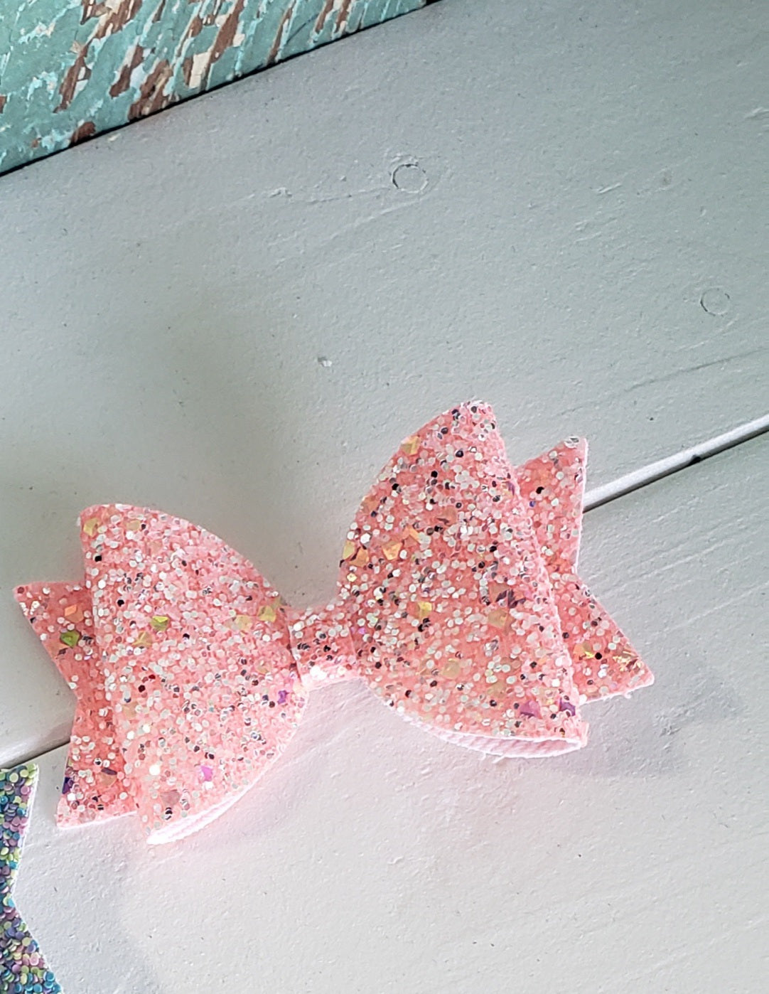 Light Pink Glitter Double Hair Bow