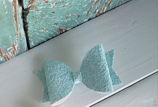 Light Blue Glitter Double Hair Bow