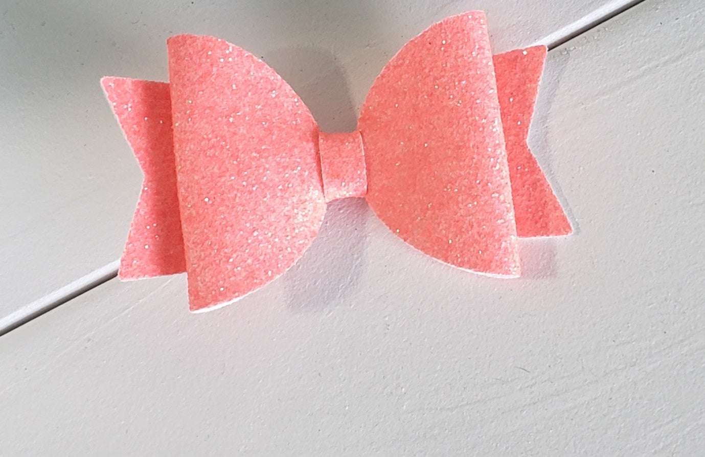 Coral Glitter Double Hair Bow