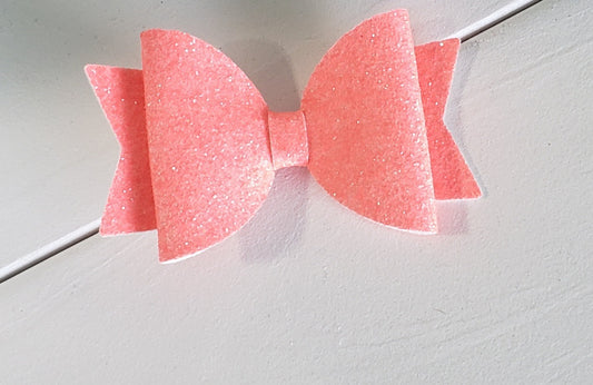 Coral Glitter Double Hair Bow