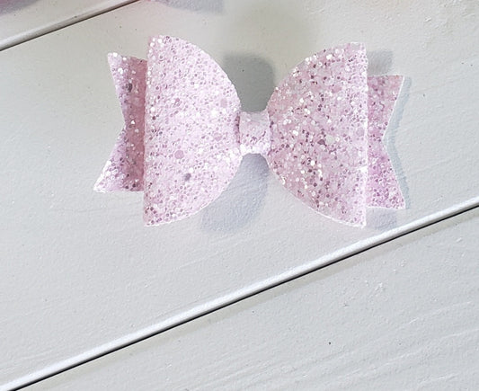 Lavender Glitter Double Hair Bow