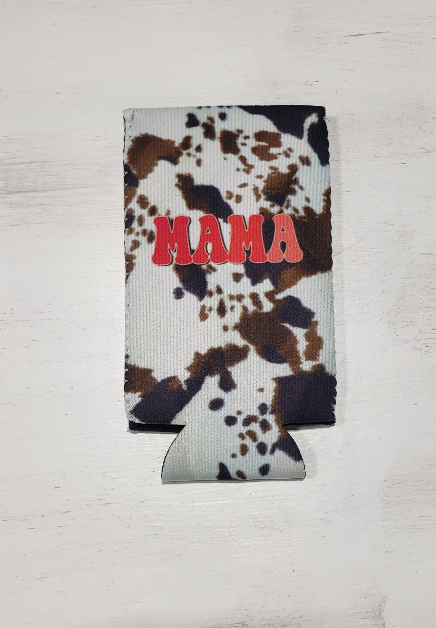 Cow Print MAMA Slim Can Cooler