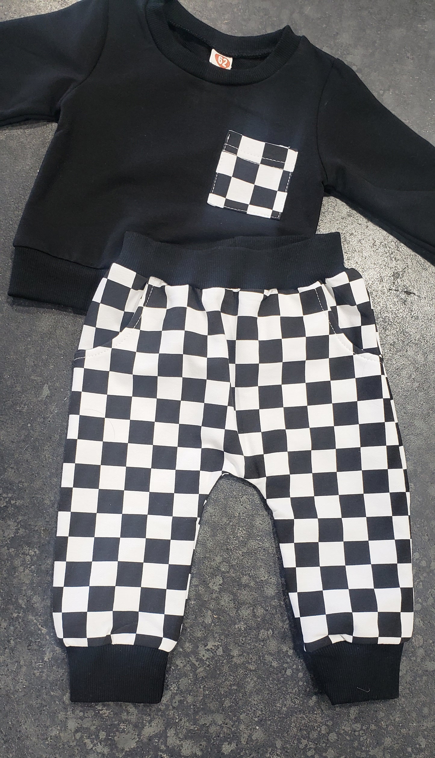 Black and White Checkered Two Piece Jogger Set