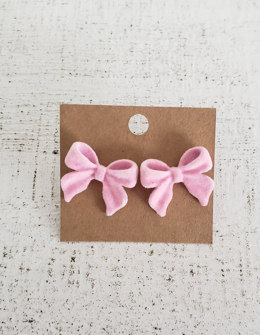 Pink Velvet Bow Earrings