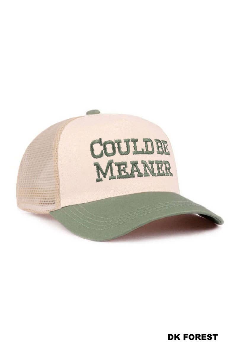 Could Be Meaner Two Tone Mesh Snapback Hat  Zenana Consgt.