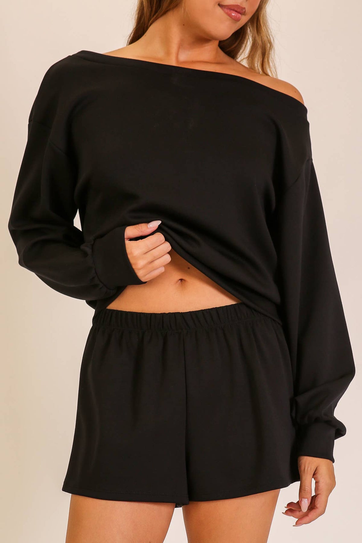 Off-Shoulder Lounge Short Set