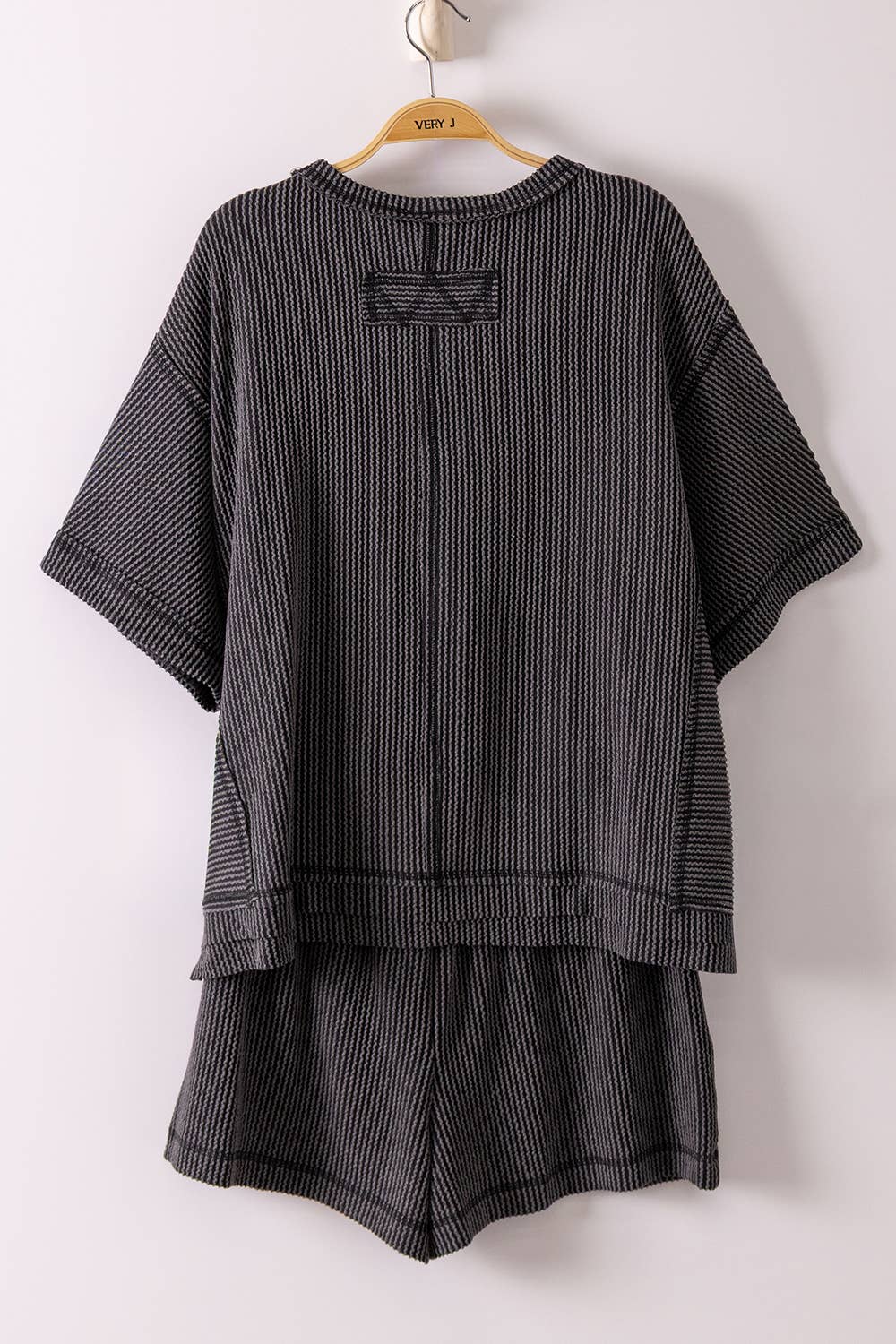 Ribbed Knit Comfy Top & Shorts Set