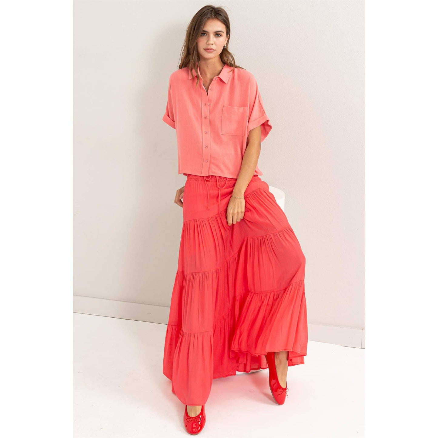 Say You Will Coral Maxi Skirt