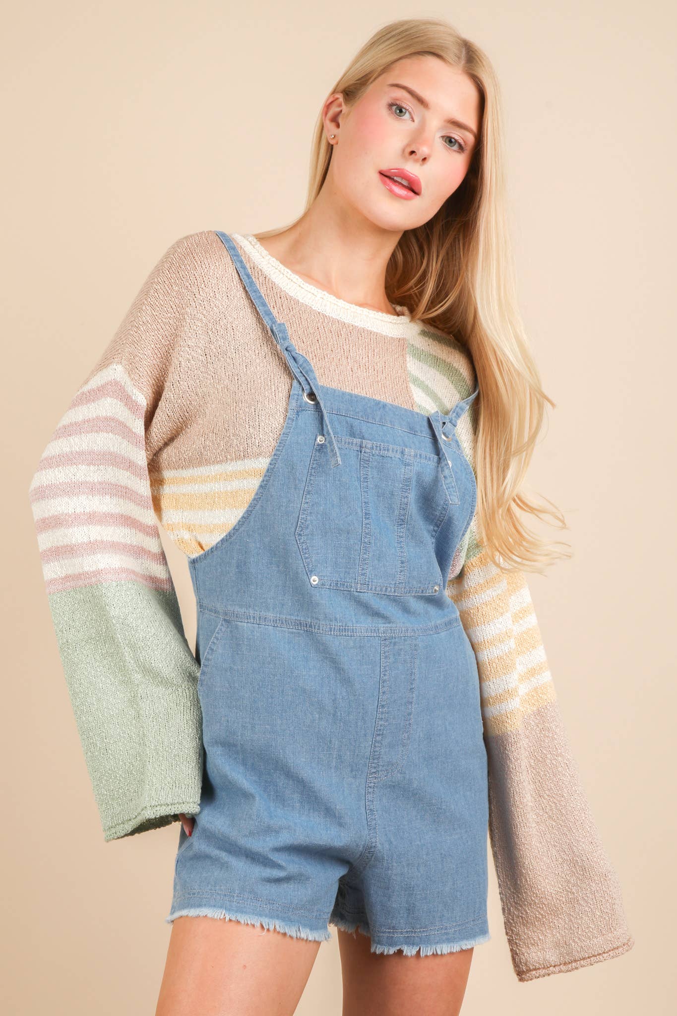 Mineral Washed Denim Casual Romper