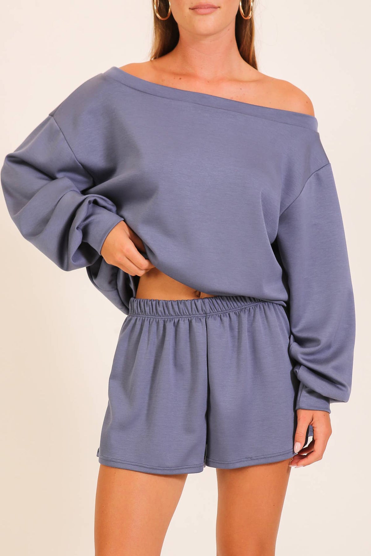 Off-Shoulder Lounge Short Set