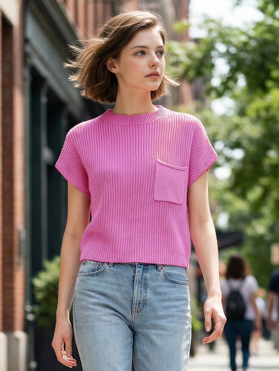 `Mock Neck Short Sleeve Sweater - Zenana: ASH JADE-166285 / L