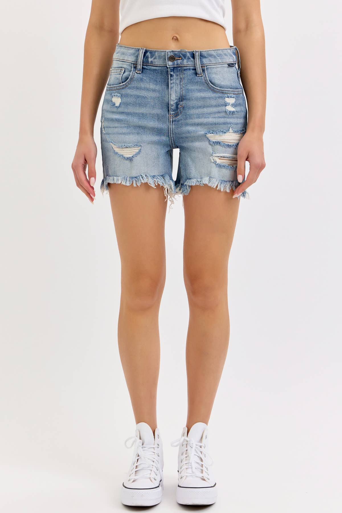 Cello BF Shorts with Uneven Fray Hem