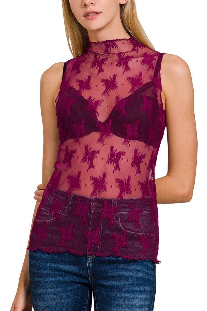 Lace See-through Layering Sleeveless Top