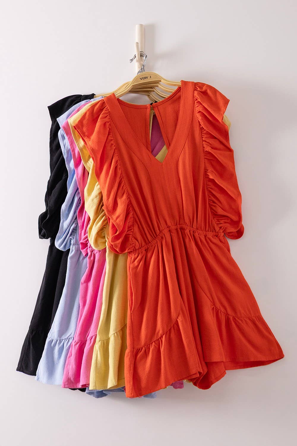 Hot Pink Ruffled Sleeve Romper