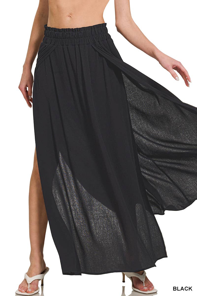 Woven Crinkle Gauze Long Skirts