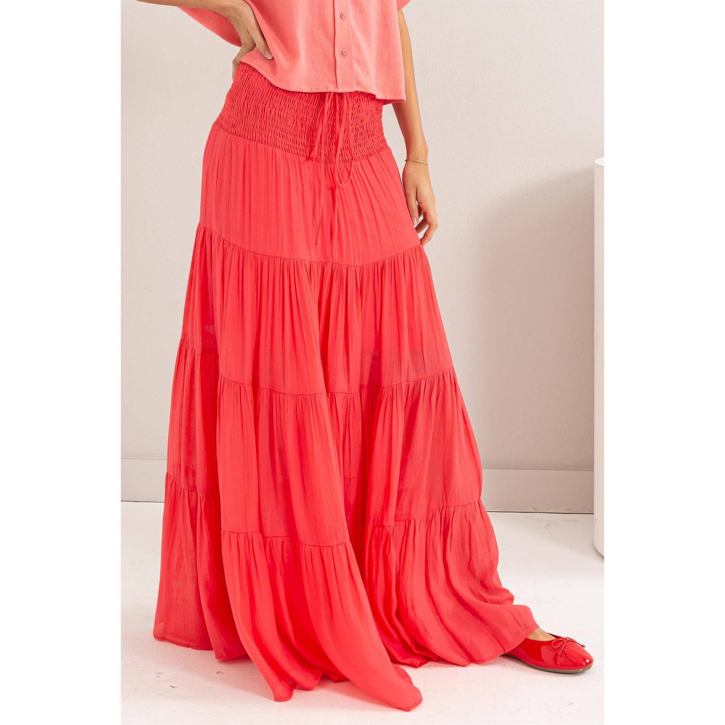 Say You Will Coral Maxi Skirt