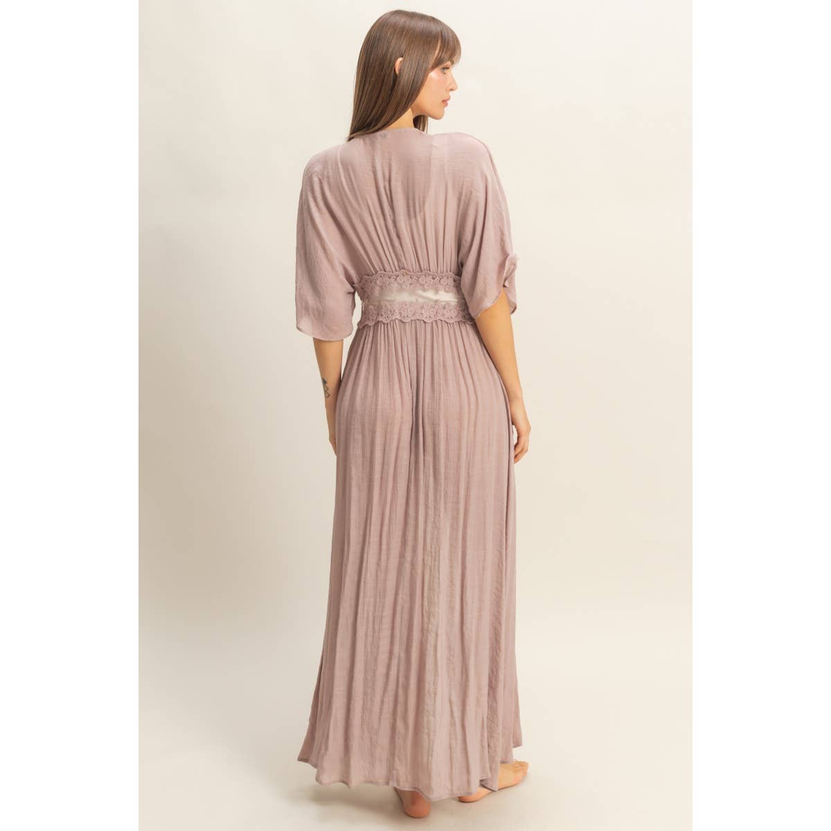 On My Own Mauve Lace Duster