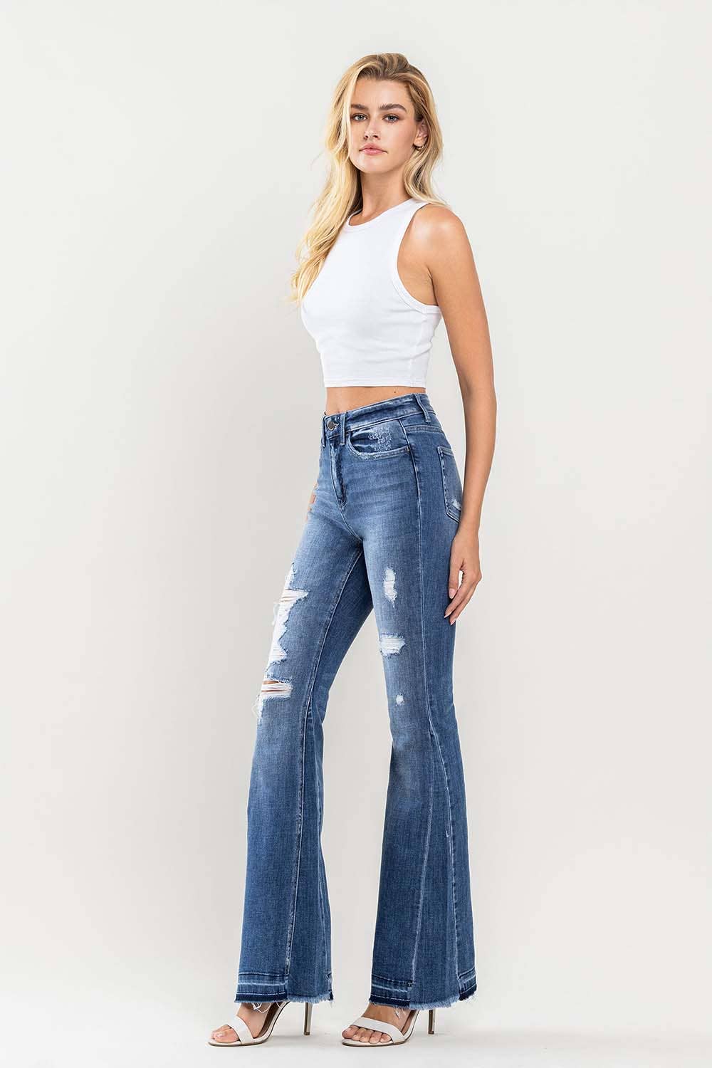 Flying Monkey Farewell High Rise Distressed Flare Jeans