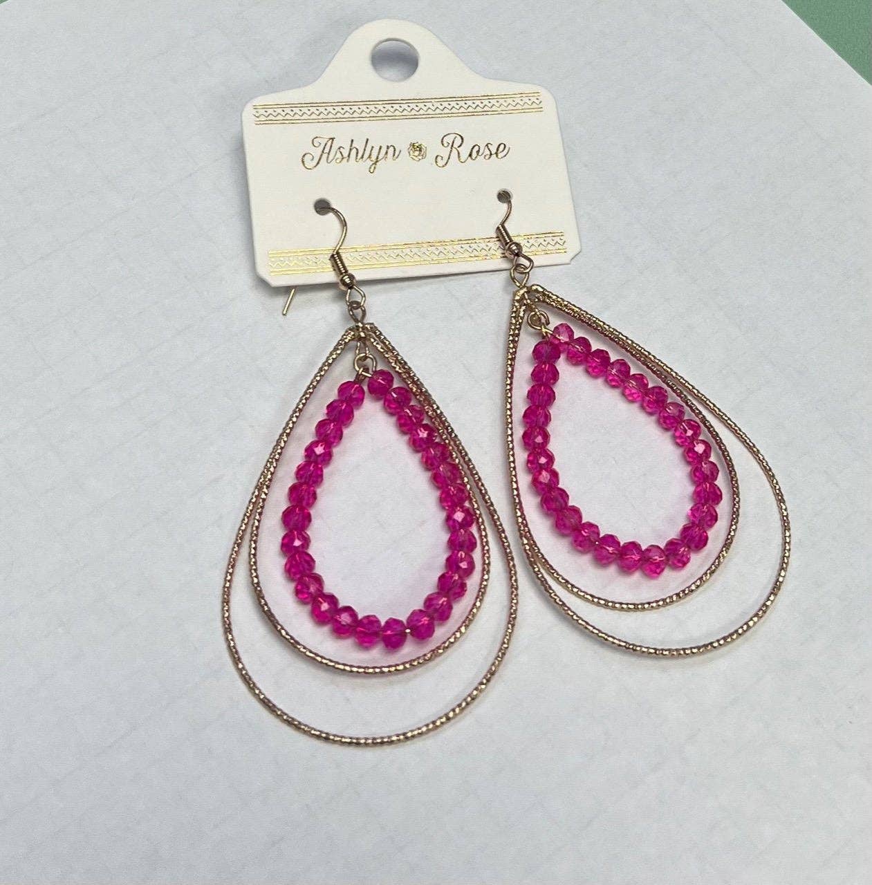 You've Got Me Mesmerized Gold Teardrop Red Crystal Beaded Hoop Earrings