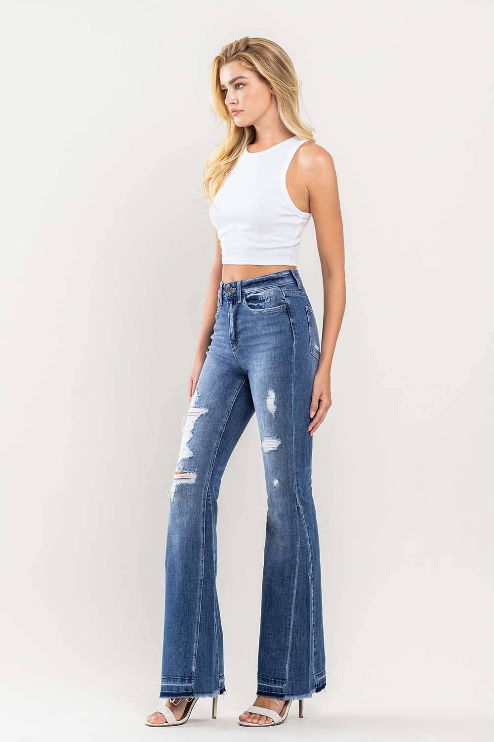 Flying Monkey Farewell High Rise Distressed Flare Jeans