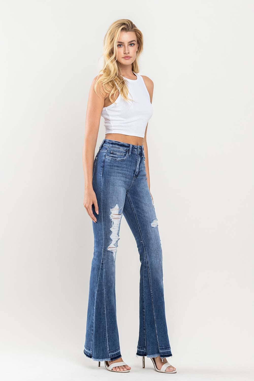 Flying Monkey Farewell High Rise Distressed Flare Jeans