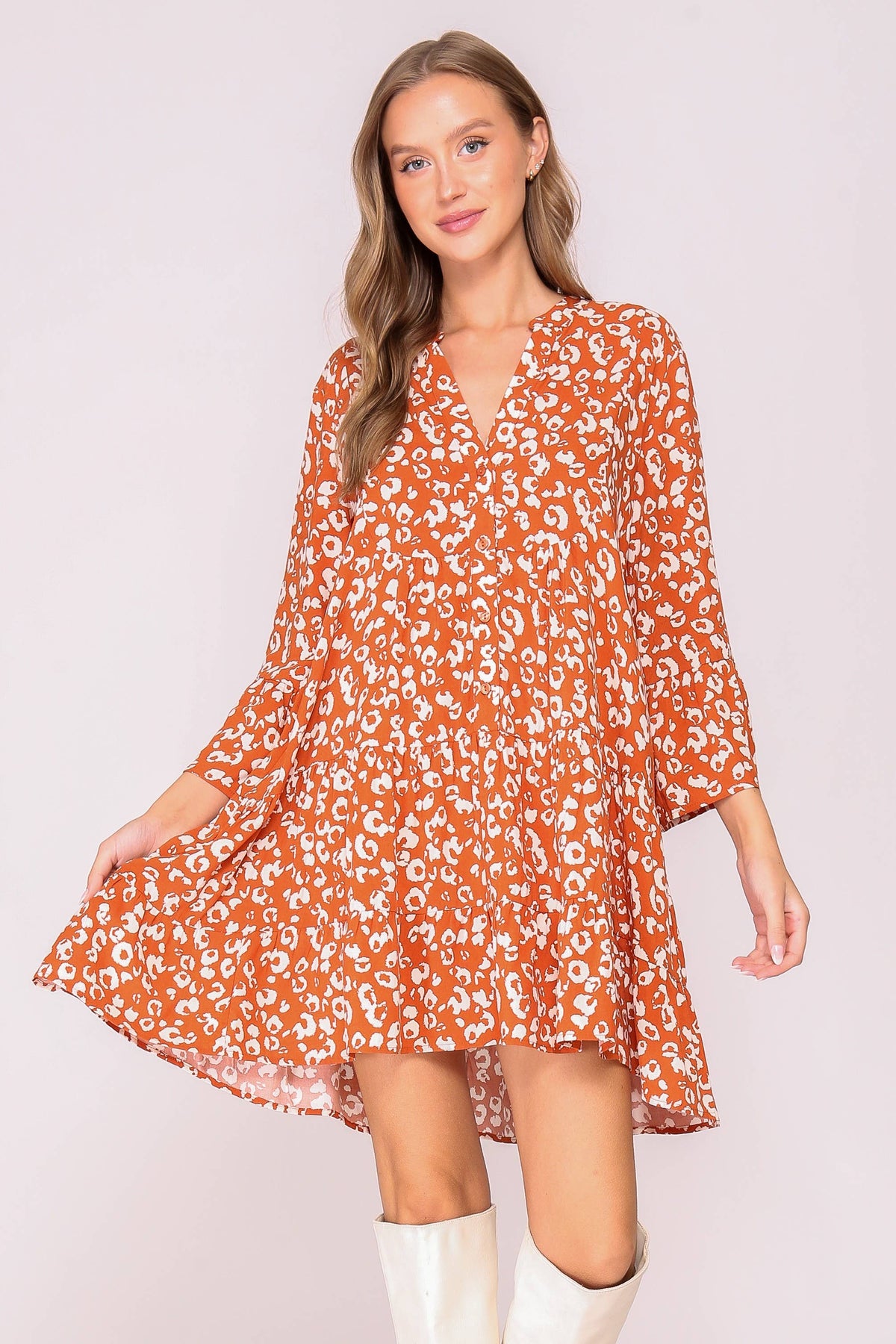 Leopard Print Tiered Boho Dress