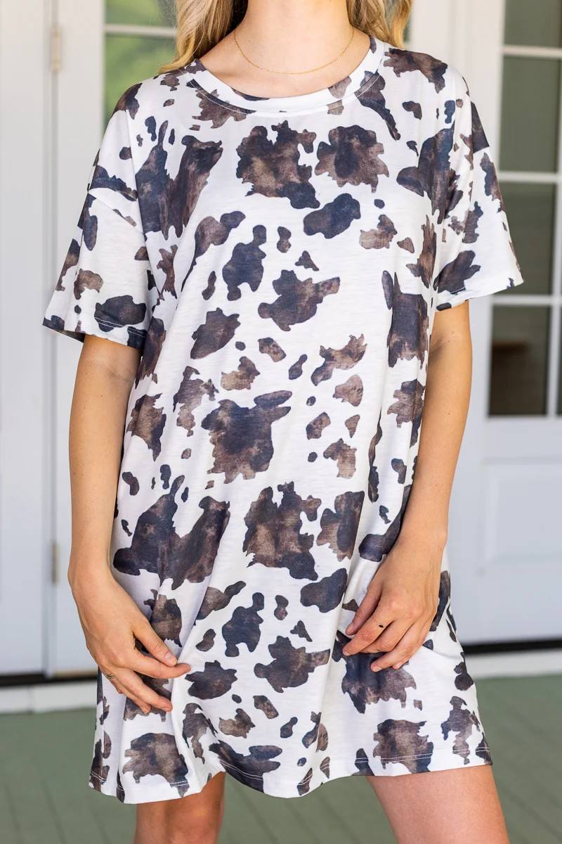 Cow Print T-Shirt Dress