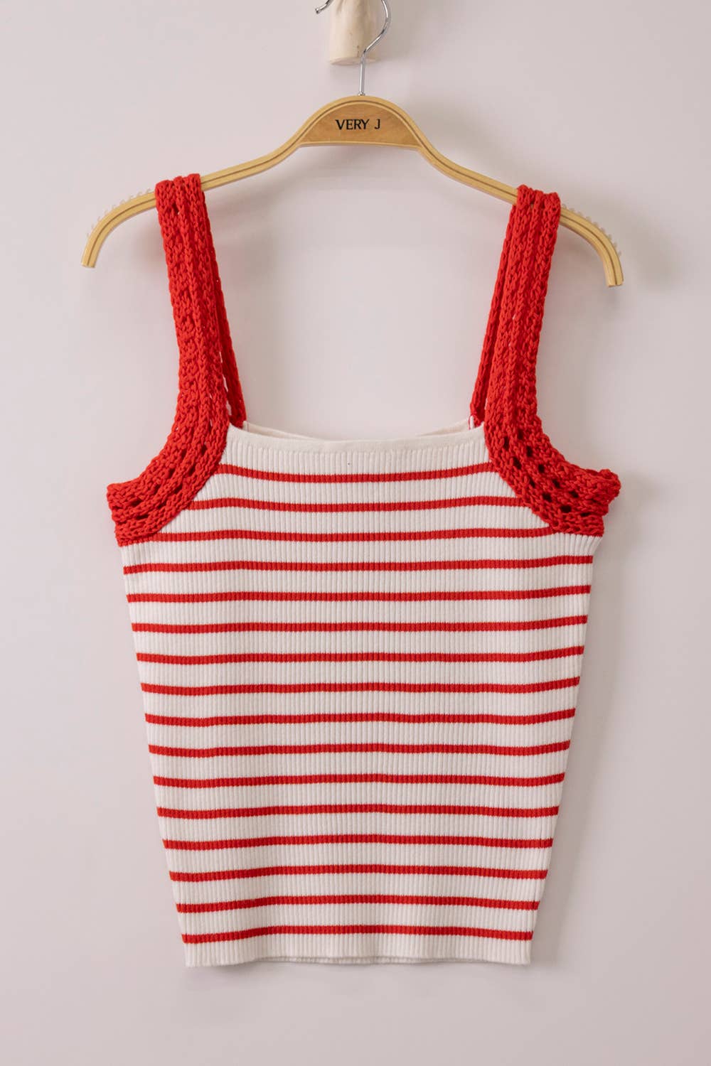 Crochet Striped Knit Tank Top